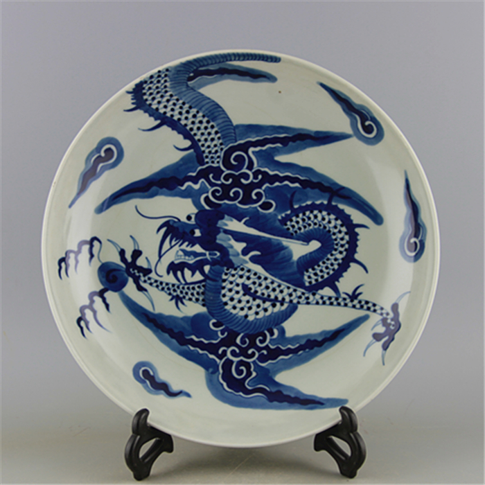 Great Qingqing Flower Over Strong Dragon Porcelain Dish Antique Ancient Play Collection Jingdezhen Antique Porcelain Pendulum with full-hand hand-painted