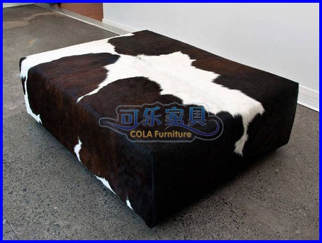 Full cow leather tea table black and white brown white color cow leather footrest footrest lavish set to make size