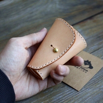 Monkey handmade×simple triangle key bag fish head key bag vegetable tanned leather car key bag custom lettering