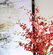 Red Chiyo orchid flower Dendrobium orchid single branch flower wedding home flower arrangement vase arrangement