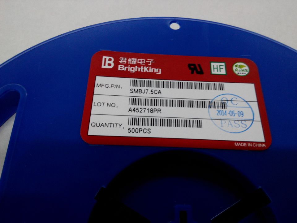 Taiwan's Junyao SMBJ7 5CA TVS patches fleeting diode 7 5V two-way 600W web version printed AP