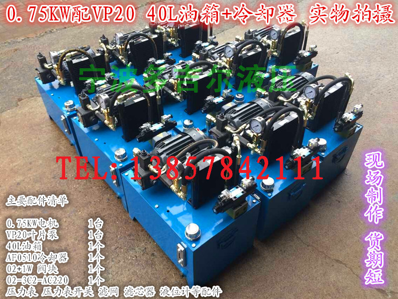 Hydraulic station hydraulic system single-phase three-phase 1HP 0 75KW with VP20 single double electric control can be equipped with air cooling