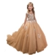 Cô gái Champagne Deluxe Big Trailing Shiny T-Taiwan Suit Trẻ em Ngày biểu diễn Piano Trang phục dạ hội cao cấp váy ren đẹp nhất cho bé gái Váy trẻ em