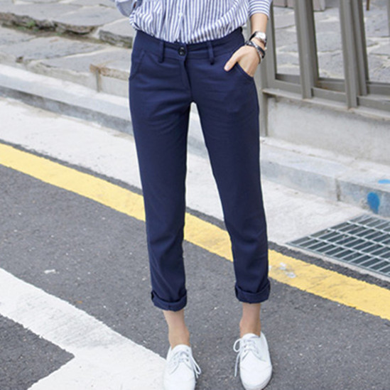 Spring and Autumn Korean Style Thin Women's Pants, Slimming Cropped Pants, Fitted Work Pants, Versatile Straight-Leg Casual Trousers Spring and Autumn Korean Style Thin Women's Pants, Slimming Cropped Pants, Fitted Work Pants, Versatile Straight-Leg Casual Trousers