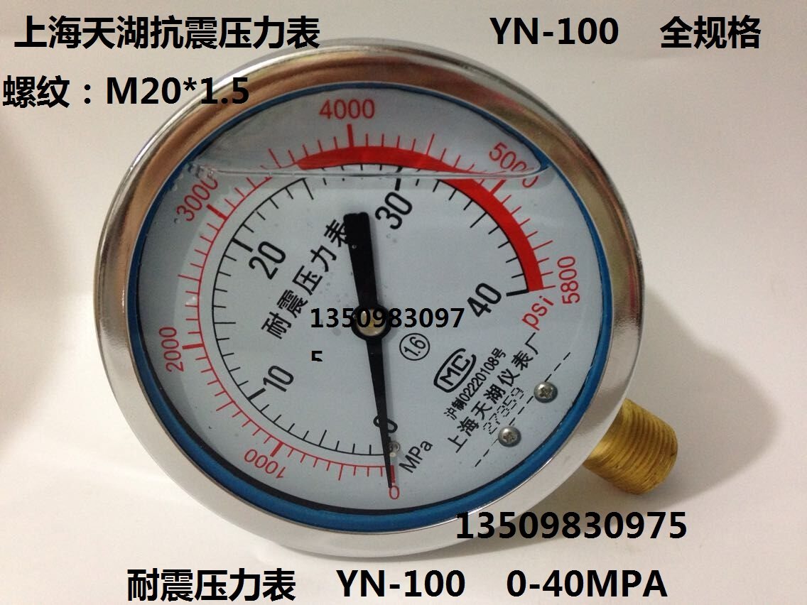 Tianhu seismic pressure gauge YN-100 0-1 6 25 40MPA hydraulic vacuum meter full specification