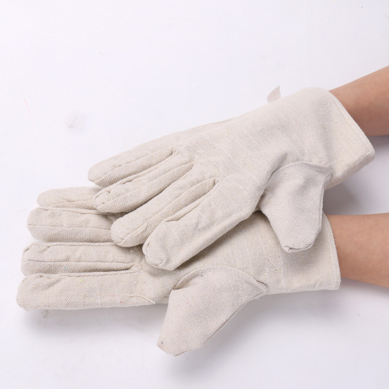 Double-layer labor-protection full canvas glove anti-tear pure cotton thickened 24 wire protective supplies abrasion-proof electric welding glove Lauprotect