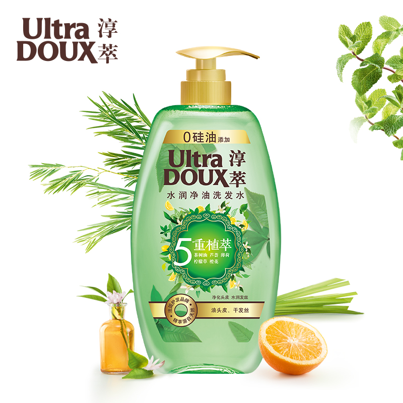 【天猫超市】ULTRA DOUX淳萃5重植萃水润净油洗发水700ml补水