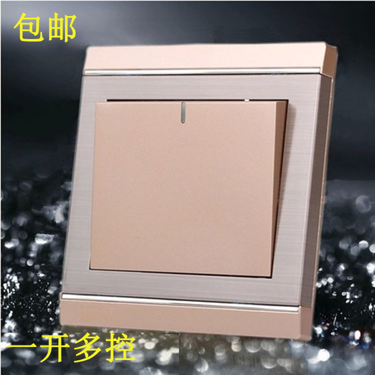 Type 86 switch panel M8 Champagne metallic brushed one-position halfway switch One-on multi-control fluorescent switch