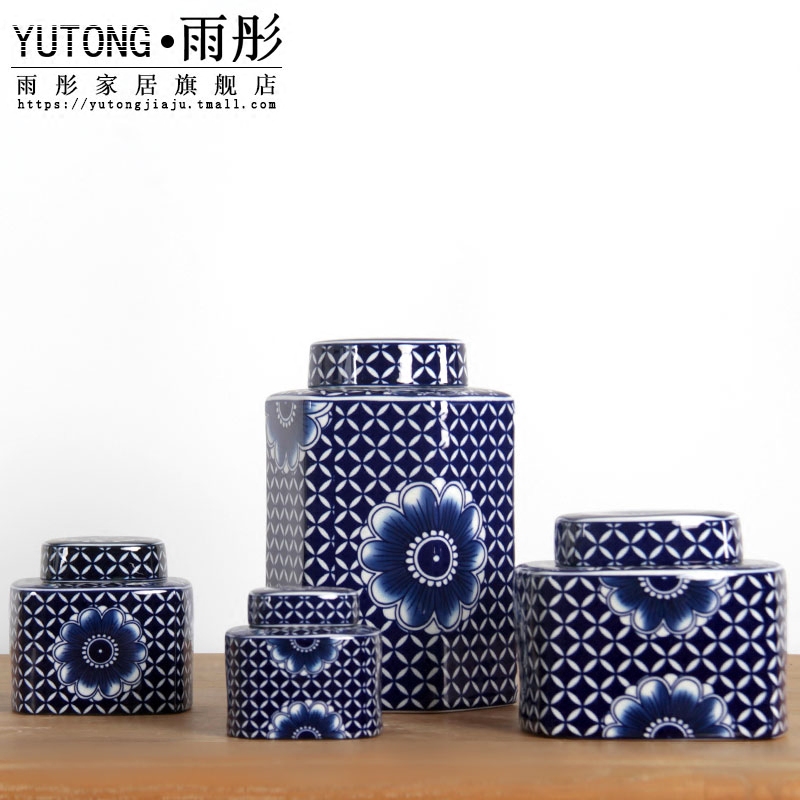 Jingdezhen ceramic storage tank sifang canister to candy jar home decoration vase sitting room place between example