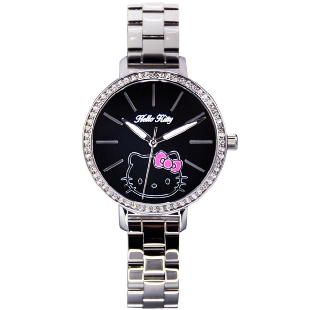 HELLO KITTY luxurious crystal drill fashion wrist watches _ white x black