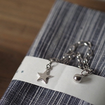Five-pointed star-sterling silver s925 silver pentagonal star chain smooth ball bead O-shaped bracelet