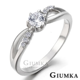台湾官网直邮进口【GIUMKA】白K饰－珍爱之心戒指正白K八心八箭