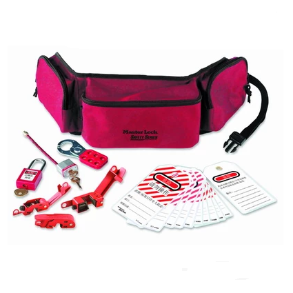 The Masterlock 1456E410MCN Portable Safety Kit Circuit Lockout Safety Device