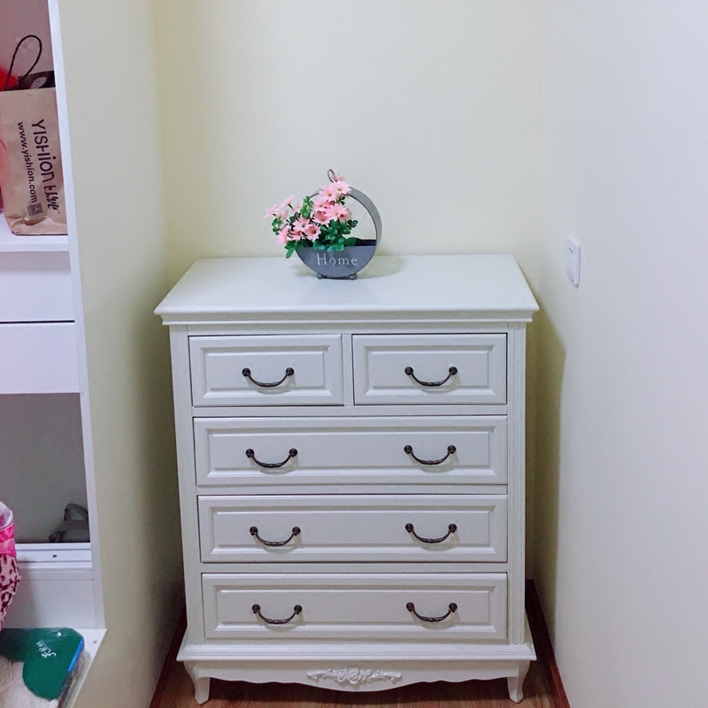 European style chest of drawers Chest of drawers ivory white Solid wood chest of drawers Storage cabinet Korean style kitchen combination storage cabinet