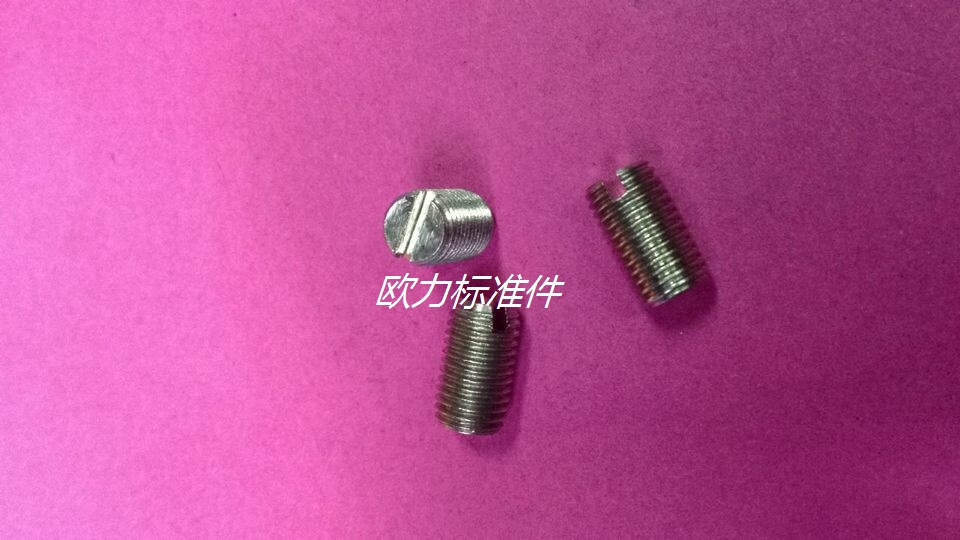 201 stainless steel fine tooth one-word flat end tightening screw headless screw slotted fine tooth tightening M6*0 75*10