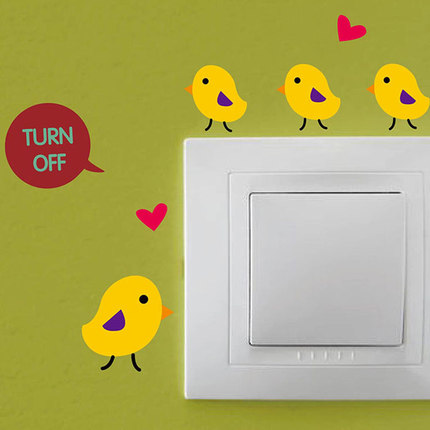 墙贴纸贴画装饰品防水壁纸墙纸自粘开关贴小鸡