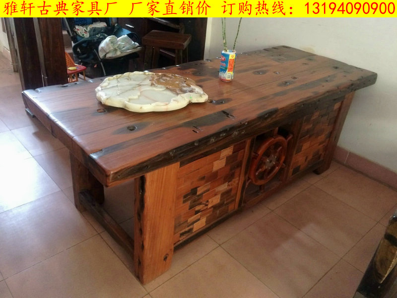 Old ship wood furniture old ship wood desk solid wood large plate owner table computer desk desk manufacturer direct sales can be made