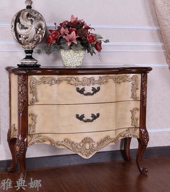 American entrance hall cabinet European style entrance partition cabinet decorative bucket cabinet solid wood hall locker exhibition hall decorative cabinet