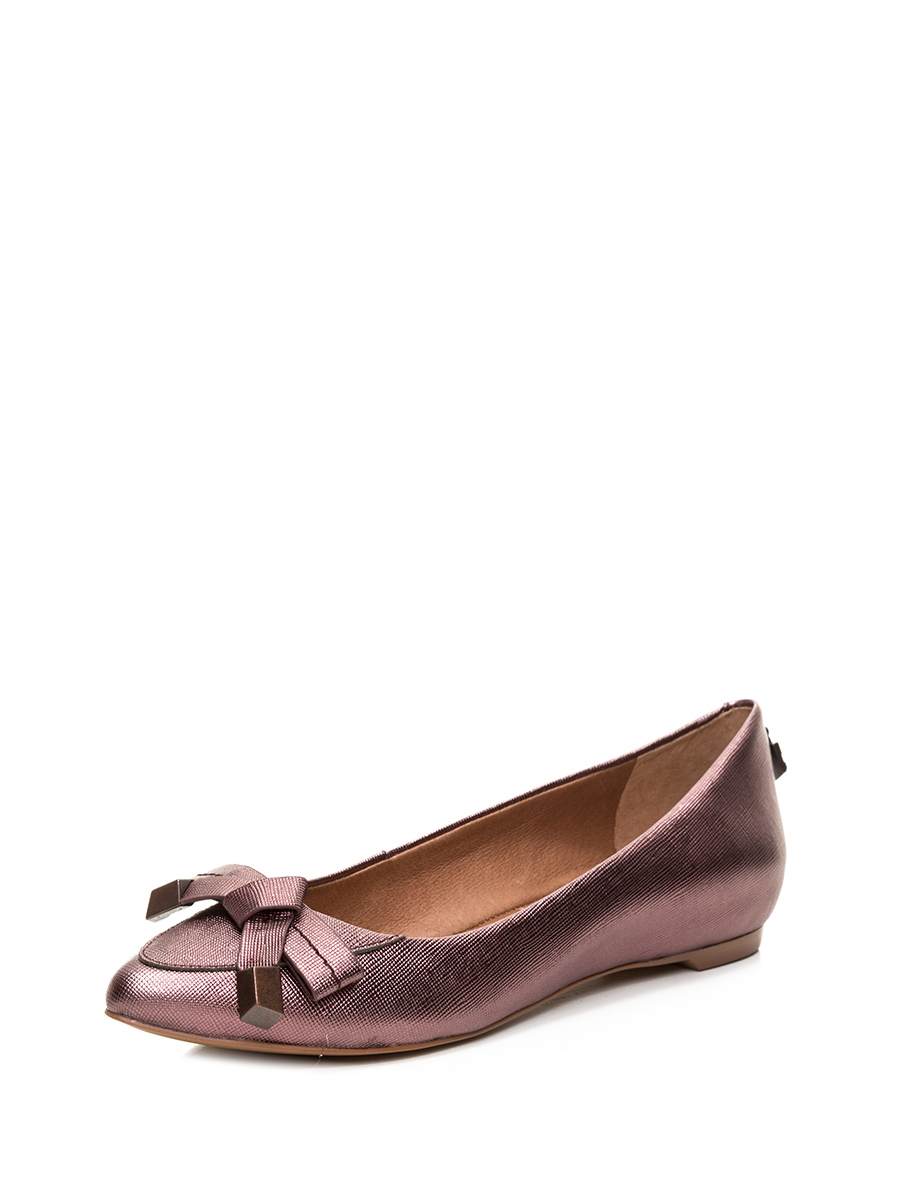 VINCE CAMUTO 珠光紫蝴蝶结装饰十字纹牛皮平底鞋