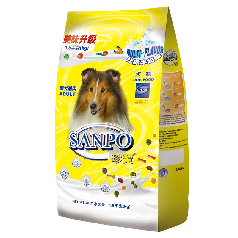 波奇网 宠物食品珍宝 成犬粮什锦牛肉+活力牛奶球狗粮1.5kg