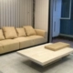 Bàn cà phê đá cẩm thạch travertine tự nhiên kết hợp tủ bếp đơn giản hiện đại hình chữ nhật căn hộ nhỏ phòng khách - Bàn trà
