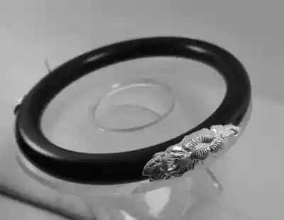 Shen Jiaji silver jewelry ebony inlaid 99 sterling silver bracelet cylindrical new female ethnic style peony free lettering