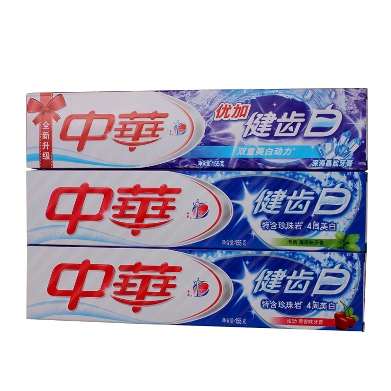 中华健齿白/深海晶盐/清新薄荷/炫动果香/美白牙膏155g单支