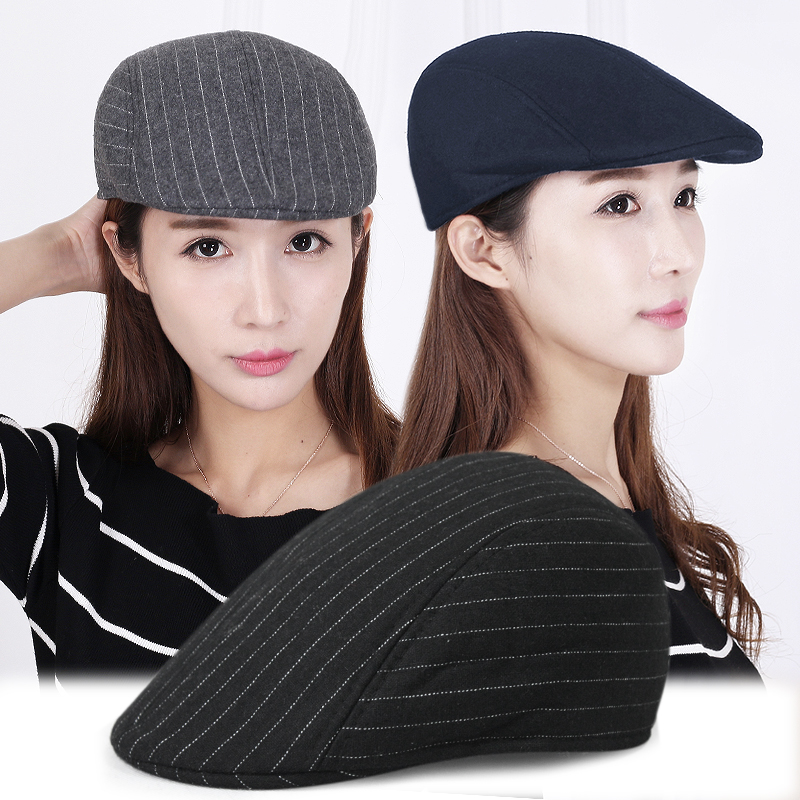 Han Edition Autumn Winter Warm Hang Berets Outdoor Leisure Strip Duck Tongue Hat Winter All-sealed Hat