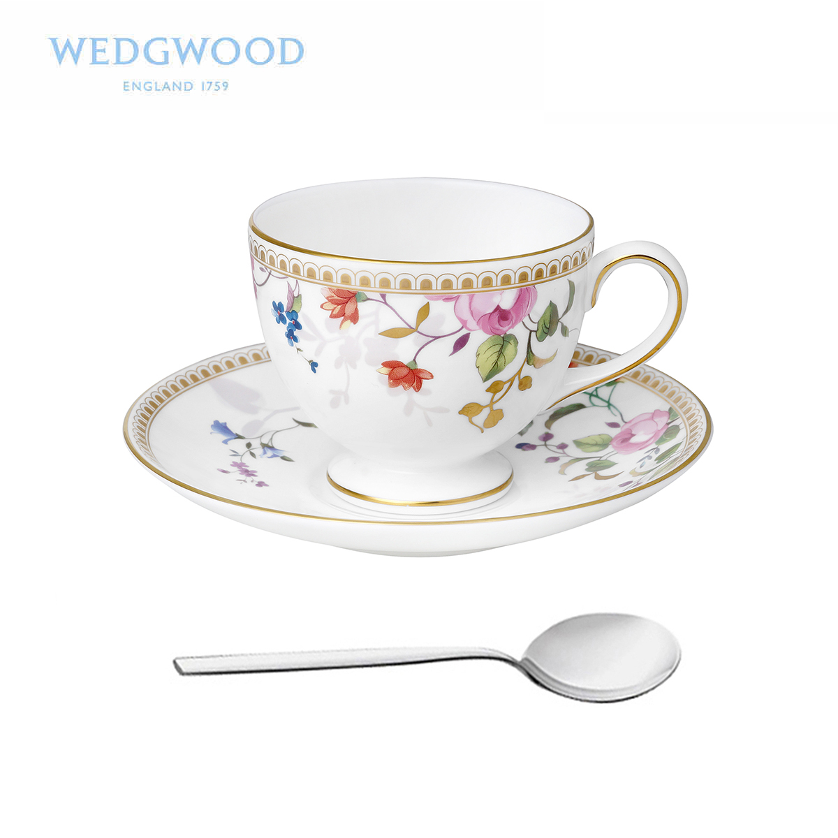 The British Wedgwood Rose Gold Gold Rose ipads porcelain cup standard + WMF tea spoon