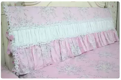 Pink big flower cotton fabric bed head cover Bed head cover Bed head soft bag dust cover Korean bed head cover can be customized
