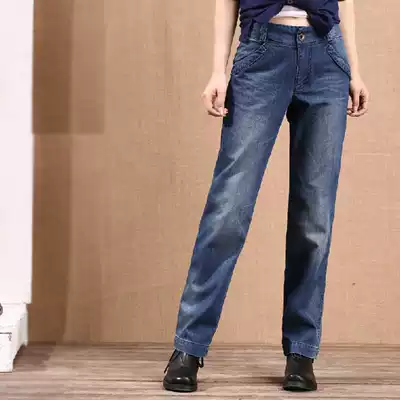 Shiling 2021 spring new straight jeans women's loose casual Korean version of the tide large size thin women's pants trousers tide