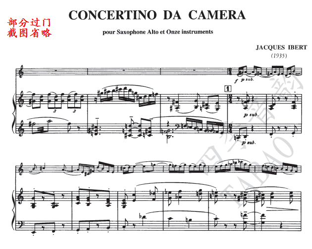 Ibert Ibel Small Concerto Sax Solo Spectral Piano Accompaniment Total Spectrum