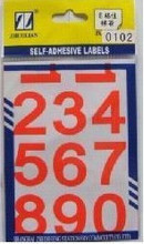 Zhuoxin self-adhesive tag ZL0102 diameter 30mm (digital 0-9)6 bags