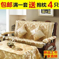 Bọt biển dày tùy chỉnh màu đỏ rắn sofa gỗ đệm sofa gỗ rắn đệm với tựa lưng ghế liên bang đệm mùa xuân và mùa thu ghế đệm mùa đông thảm trải ghế gỗ mùa đông