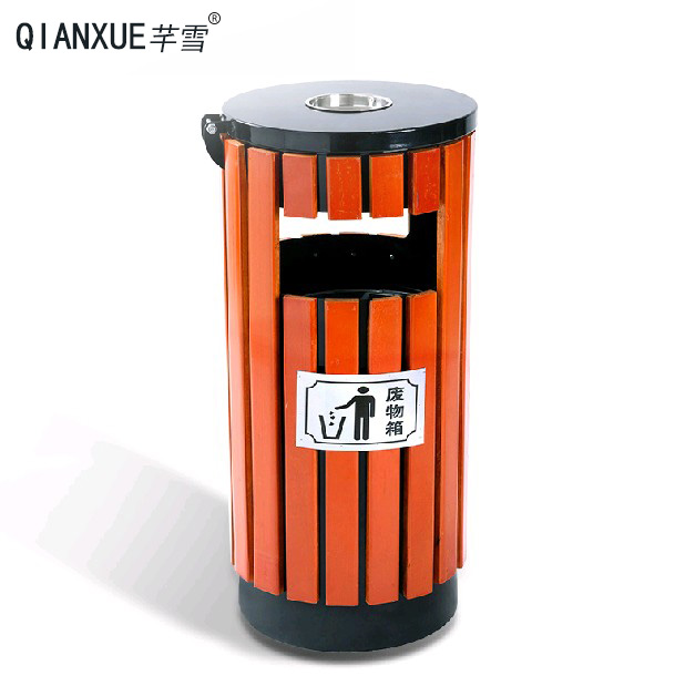 Outdoor trash can peel box large sanitation trash can fruit shell box small cylinder steel wood cylinder single barrel