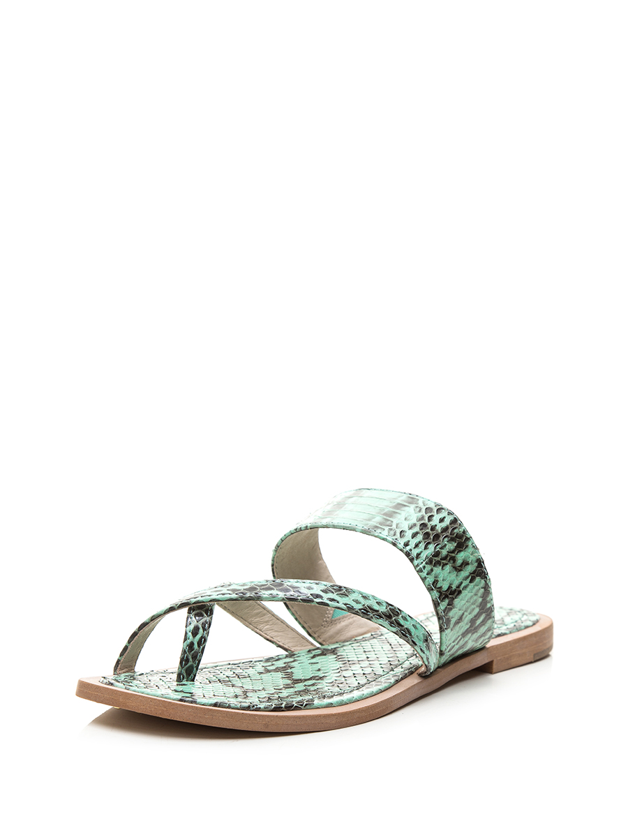 VINCE CAMUTO 绿色蛇纹交叉搭带夹脚凉拖