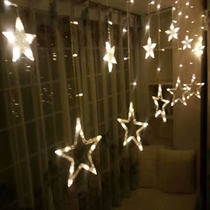 LED star lights moon bright color bulb double layer flashing light five-pointed star light curtain light wedding Valentines Day decorative light