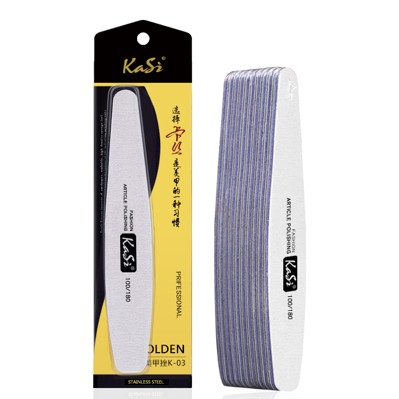 KaSi美甲打磨修形两面菱形挫条 指甲锉 磨砂 灰白直挫条工具