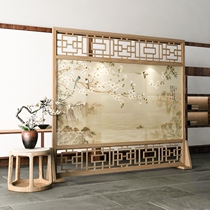 New Chinese style Solid Wood Hollow hollow screen partition porch fashion living room seat screen Restaurant Hotel semi-transparent gauze screen