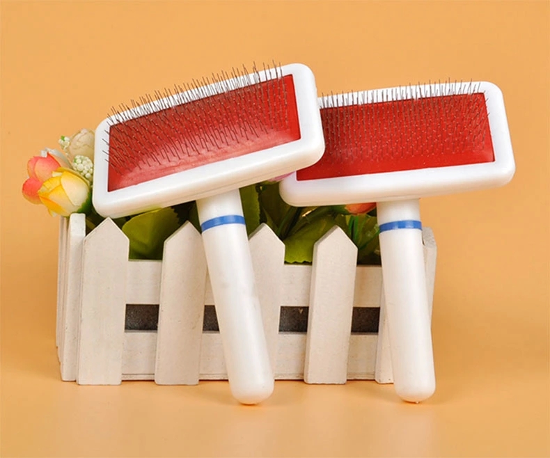Plastic Needle Comb White Dog Pet Comb Handle Airbag Protection