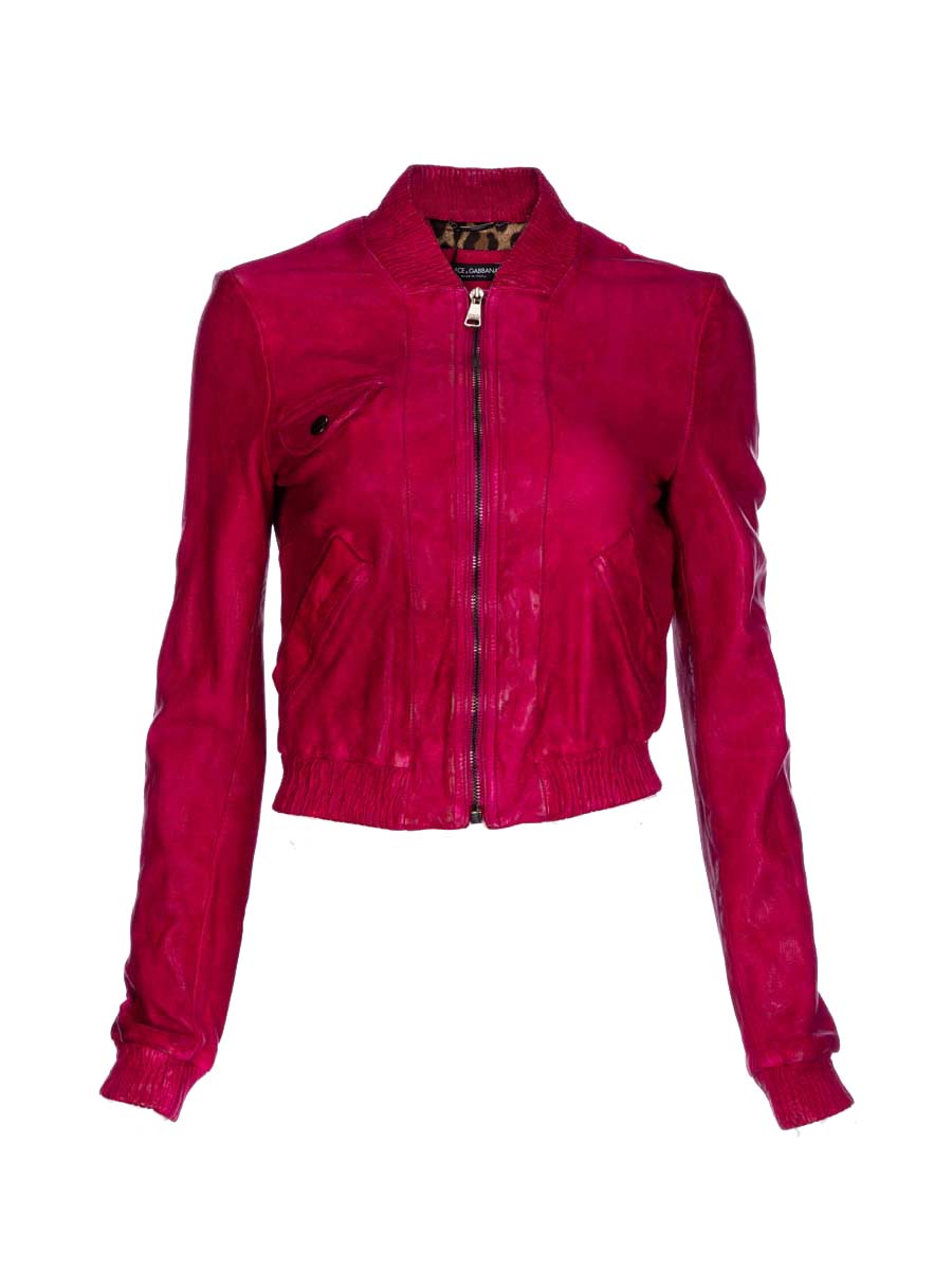 Dolce&Gabbana 红色松紧边收口拉链上衣