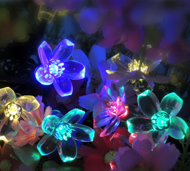 Manufacturer Direct Marketing Outdoor Waterproof Solar Yard Lamp Festival Decoration Color Lights 50LED Peach Blossom Light String