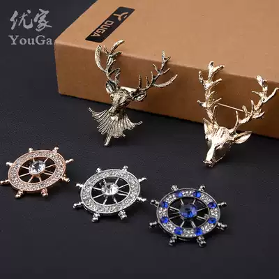 Personality retro Zhang Liang same elk metal collar collar buckle shirt men and women suits accessories collar tide