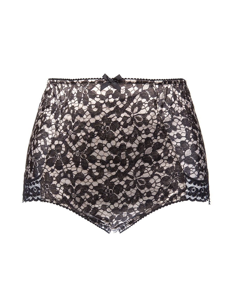 Dolce&Gabbana 米白底黑色蕾丝覆面平脚打底裤