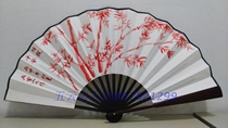 Hand drawing country painting ink bamboo Zhu sand bamboo folded fan inscriptions fan Wuyunshan Peoples pro-writing calligraphy and calligraphy bamboo festival imitation ancient fan