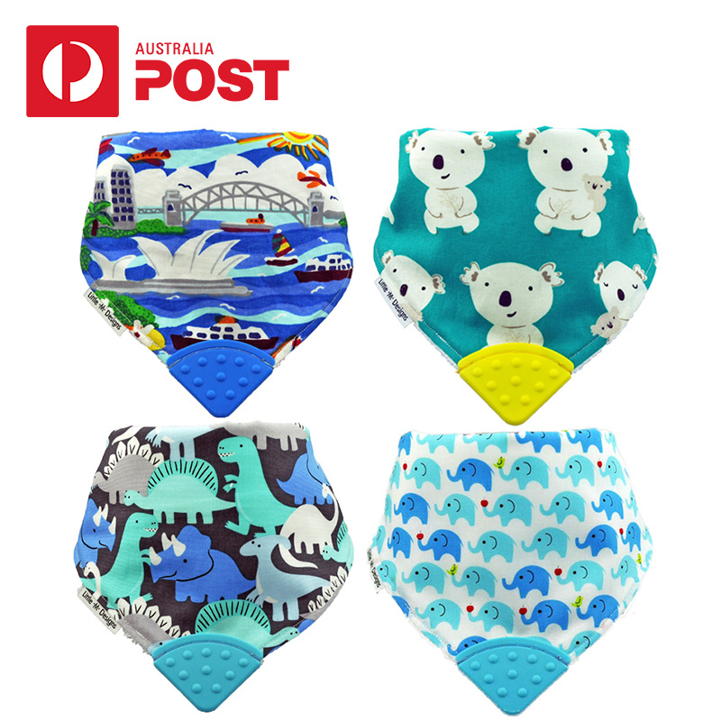 little m Designs 婴儿可咀嚼围嘴（男/女）4片装 宝宝口水巾包邮