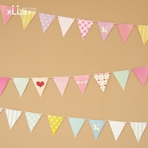 Baby year-old decoration hanging triangle pull flag Childrens Day Birthday party decoration creative cartoon pull banner