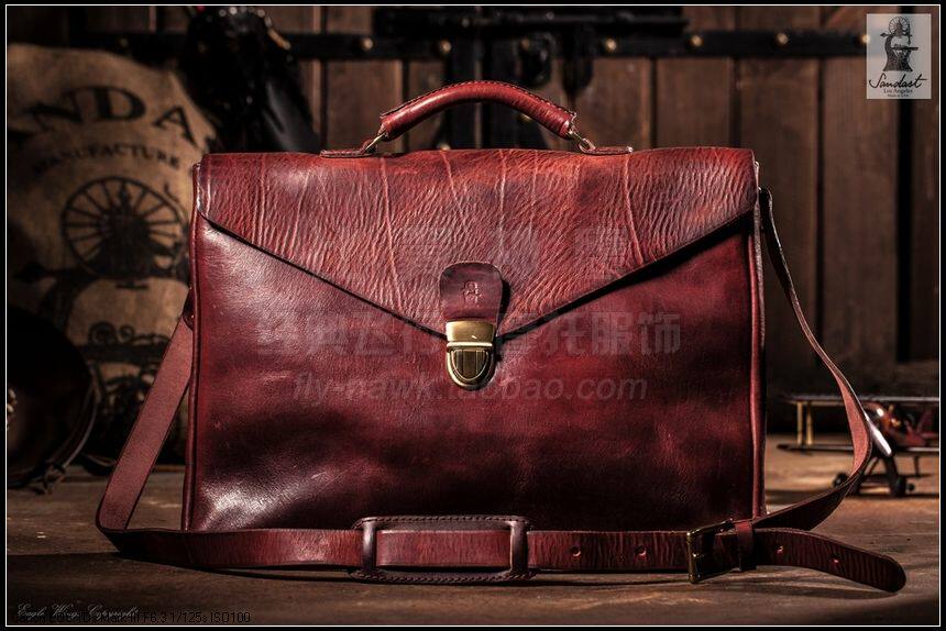 Sandast China's total generation of American handmade horween leather Chicago classic retro large briefcase