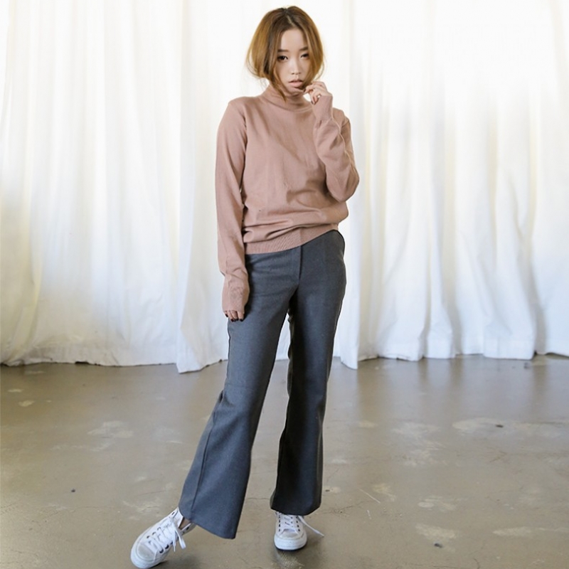韩国stylenanda官方正品 休闲款纯色喇叭裤-灰色
