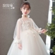 Váy công chúa cô gái trắng phồng sợi mới đám cưới trẻ em váy cưới hoa cô gái piano trang phục mùa đông dài - Váy trẻ em